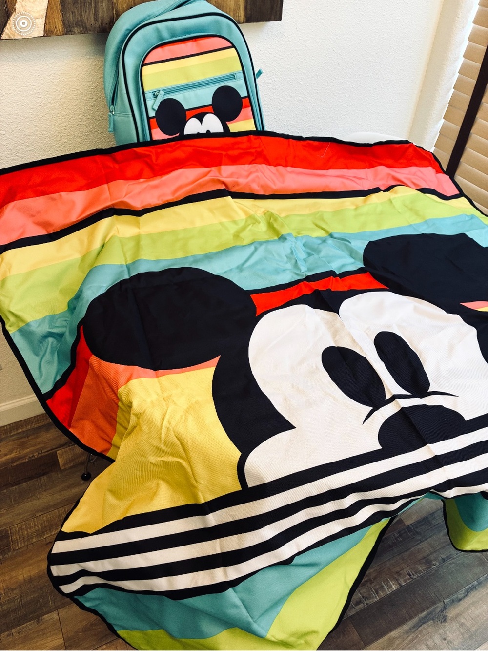 Disney Teal Kids Backpack with Mickey Mouse plus a Matt and Multicolor Stripes - Picture 5 of 6